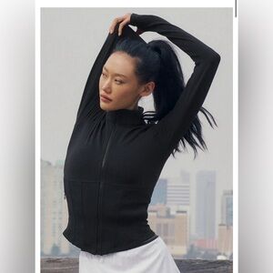 ALO Yoga Airbrush Corset Black High-Collar Zip Jacket (S)!!